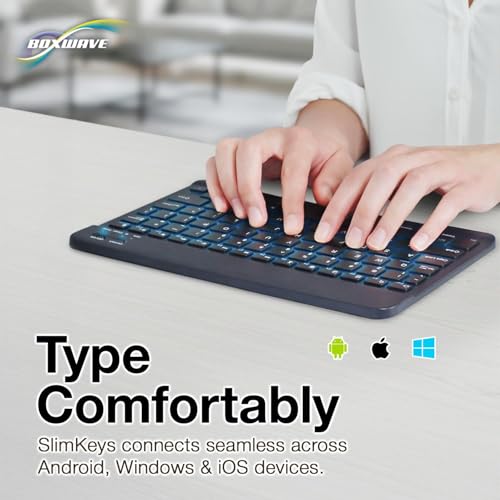 BoxWave Keyboard Compatible with Vankyo MatrixPad S20 - SlimKeys Bluetooth Keyboard - with Backlight, Portable Slim LED 7 Colors - Jet Black