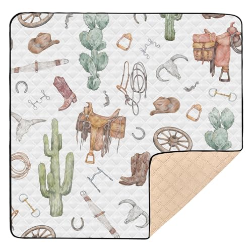 Image of Western Style Soft Padded Baby Playmat for Floor Portable Activity Entertainment Mat for Baby Toddler Infant, 50'' x 50''