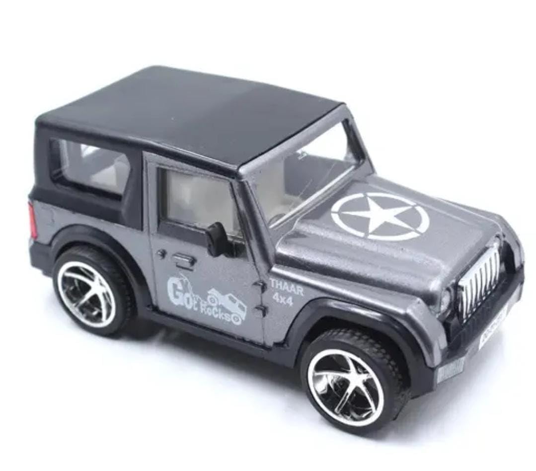 Olympia Games And Toys Pull Back Mini Thaar Jeep Die Cast Toy for Kids| Wonderful Design and Bold Looks. | Miniature Scaled Models Toy Car (Grey Jeep)