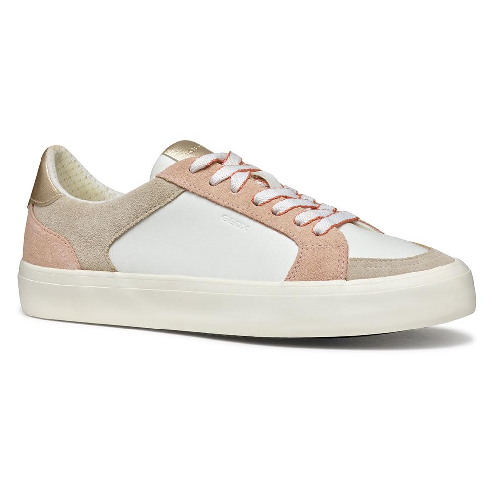 Geox Women's D EMMELENY E Sneaker, Nude/White, 7.5 UK