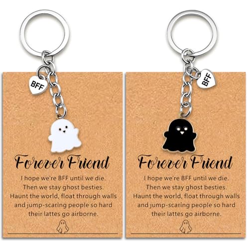 Uerifr Best Friend Birthday Gifts For Women Cute Ghost Keychain Gifts For Best Friend Soul Sister Bestie Bff Funny Halloween Boo Basket Stuffers For Teen Girls Long Distance Friendship Gift Ideas