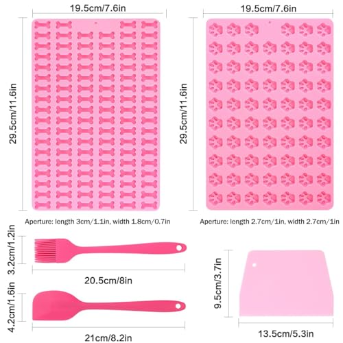Encuryna 2 Stück Backmatte Hundekekse Mini, Silikon Formen für hundeleckerli, Leckerli Backmatte für Hunde, Silikonmatte Backform mit Backpinsel für DIY Hundeleckerlies, Kekse, Leckerlis, Pralinen