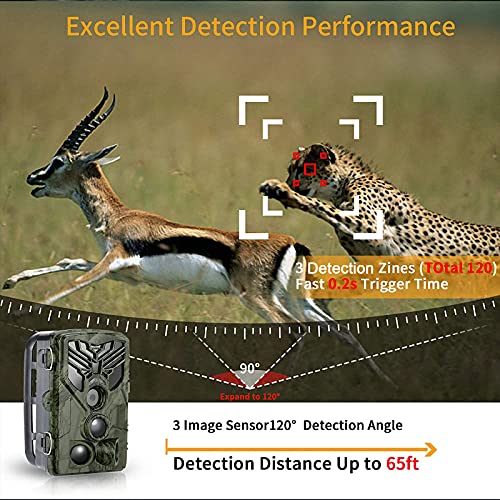 WLAN Wildkamera 1080P 20MP Mit Nachtsicht Bewegungsmelder IP65 Wasserdicht, 120° Weitwinkel, 940nm IRLEDs und… – Bild 4