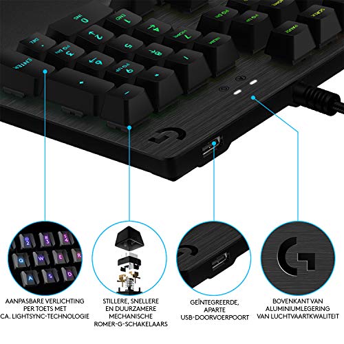 Logitech-G512-Teclado-Gaming-Mecanico-RGB-LIGHTSYNC-Teclas-retroiluminadas-GX-Linear-Rojo-Aleacion-de-Aluminio-Teclas-F-Personalizables-Paso-de-USB-Disposicion-QWERTY-US-CarbonNegro