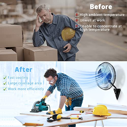 Bestronair Wall Mount Fan Oscillating,Industrial Heavy Duty Metal 3 Speed Fan,22 Inch High Velocity Adjustable Tilt,Use For Garage, Shop,Warehouse, Patio, Factory And Homes. #TOP6