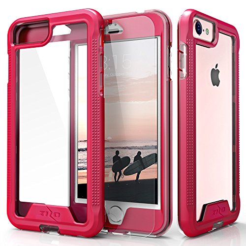 Zizo ION Series compatible with iPhone 8 Case Military Grade Drop Tested with Tempered Glass Screen Protector iPhone 7 case PINK CLEAR