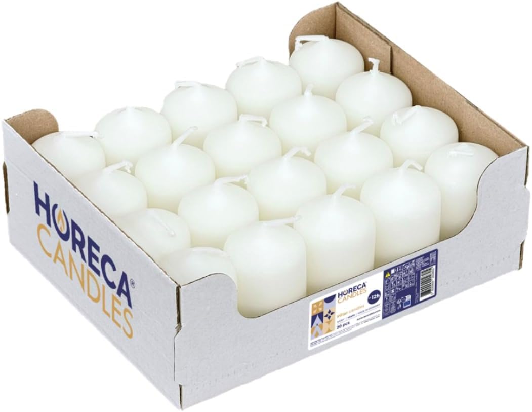 Horeca Candles Stumpenkerzen Elfenbein - Ø 4 x 7 cm - 80er Set Blockkerzen - Lange Brenndauer 12 Stunden - Ohne Duft - Kerzen für Haushalt, Feiern und Gastronomie