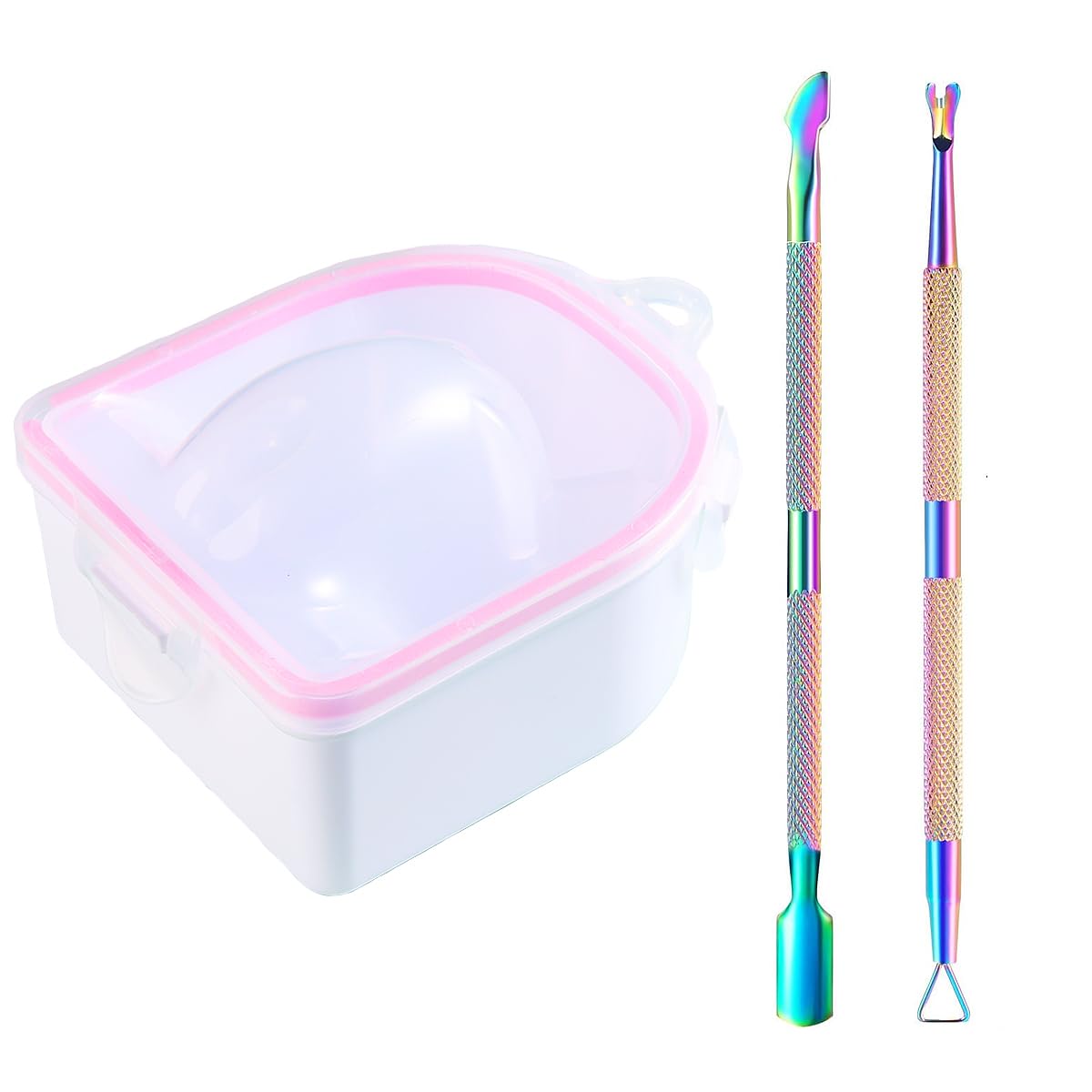 Fcozpjk Nail Soaking Bowl with 2PCS Cuticle Pusher Nail Polish Removers Kit 3 Count (Pack of 1)