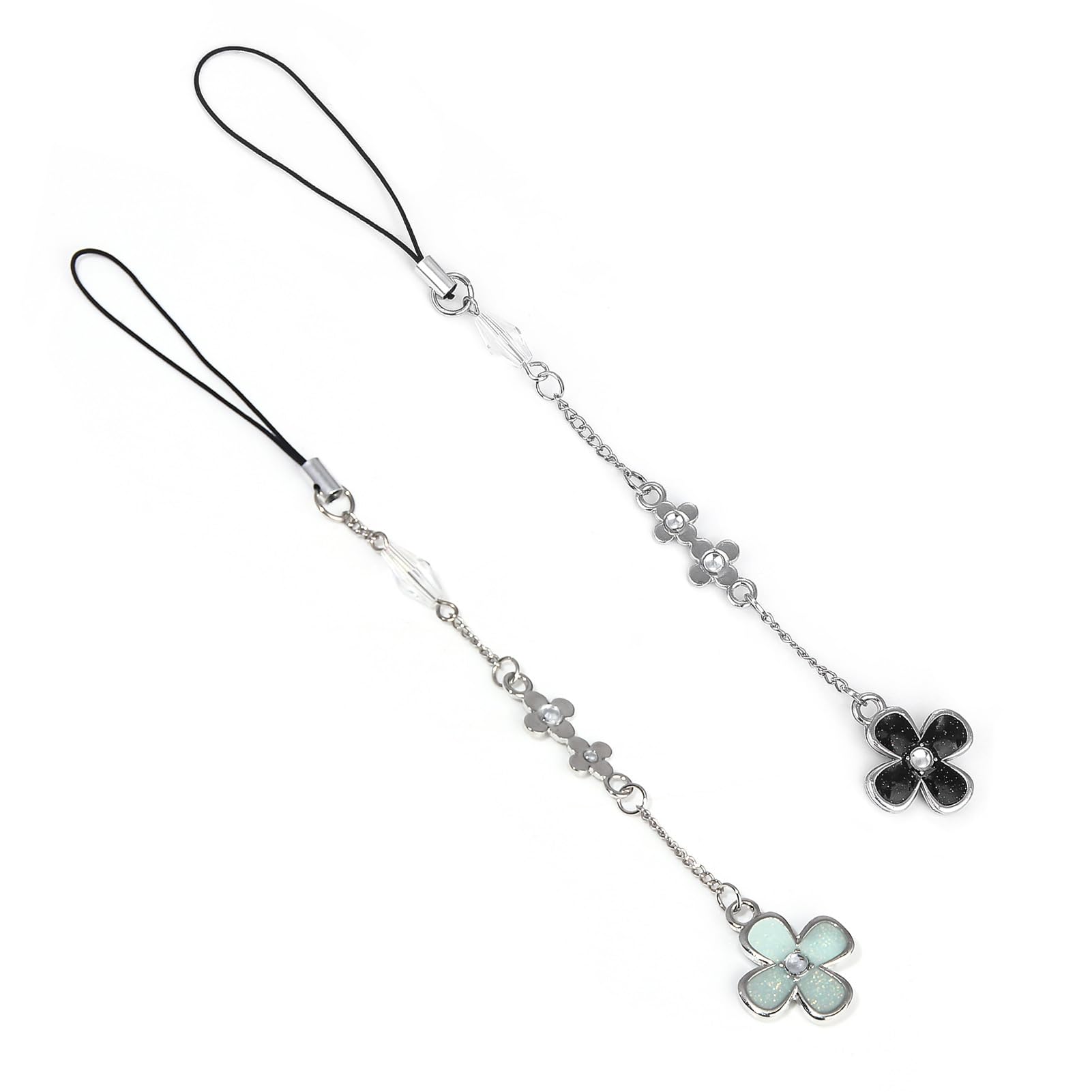 CHUQIU 2 PCS Anime KiminiTodoke Phone Charm Strap Lucky Flower Hanging Car Ornament Bag Keychain Airpods Camera Pendants Decor(black blue-2pcs)