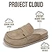 Project Cloud 100% Genuine Leather Womens Clog - Memory Foam Arch Support Non-Slip Sole Mules & Clogs for Women Footwear - Platform Winter Shoes (Foamy, TAUPSUEDE, 9)