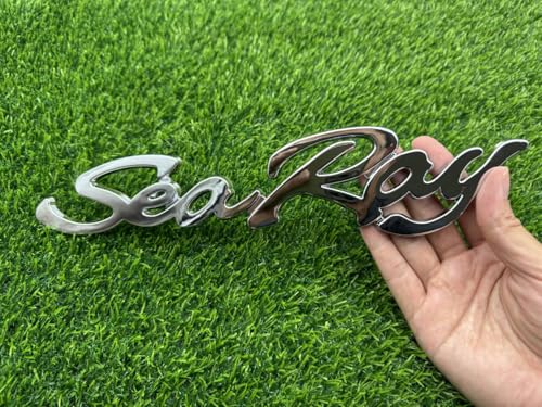 Image of 4pcs Sea Ray Searay SR Wave Script etters Boat Nameplate Emblems 3D Badge Sticker (Chrome)