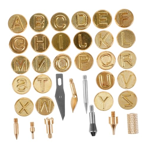 ARTIBETTER Letter Burning Tip Set Wood Burning Tips for Woodworking Crafts DIY Engraving Tool Alphabet Template