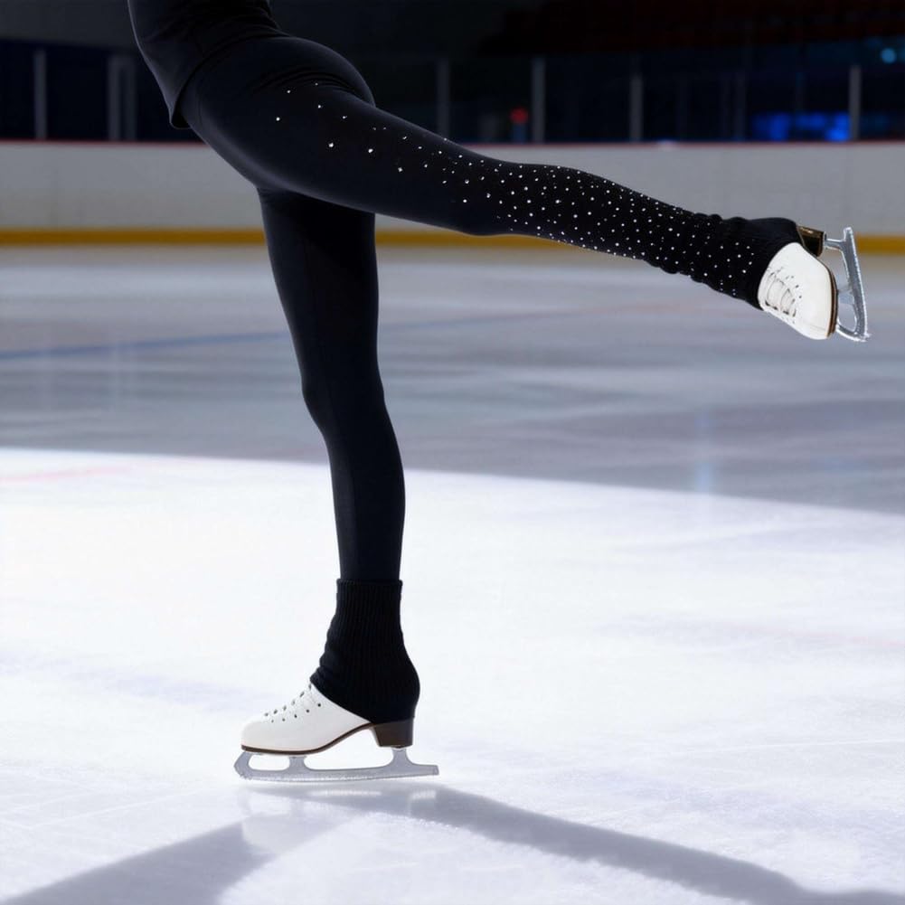Leggings da pattinaggio artistico da donna, in poliestere, aderenti, traspiranti, ideali per allenamenti sul ghiaccio, allenamento e routine di riscaldamento