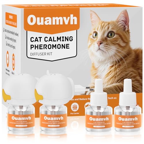 Crenze Pheromone Katzen Beruhigung Steckdose Entspannende Naturpheromone Lindern Stress Ängste bei Katzen Reduzieren Kratzverhalten Set mit 2...