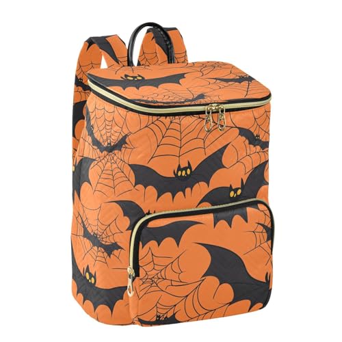 KLL Halloween Spider Web Bat Orange Backpack for Women Fashion Casual College Bookbag Daypack for Shopping Sports Travel2