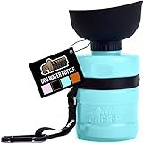 GORILLA GRIP Dog Water Bottle, Portable Water Bowl Dispenser for Dogs, 20 oz Leak Proof Pet Travel Squeeze Bottles Food Grade Silicone, Pet Stocking to Go Puppy Essentials, Turquoise