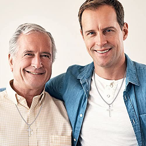 Son Necklaces Gifts - Silver/Black Stainless Steel Cross Necklace Cuban Link Chain Necklace for Son2