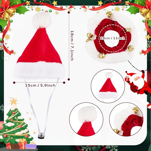 hoyuwak Sombrero y Collar de Santa para Perro Mediano o Pequeño miniatura 2
