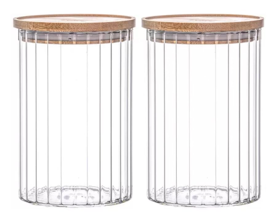 WRINGO Borosilicate Glass Food Storage Containers with Airtight Bamboo Lid, Thickened Coffee Storage Jars for Home Kitchen, Pantry Tea, Spices, Snack (R Linig - 1000ML, Set of 2) (B0CT8WHF9R) Amazon Price History, Amazon Price Tracker