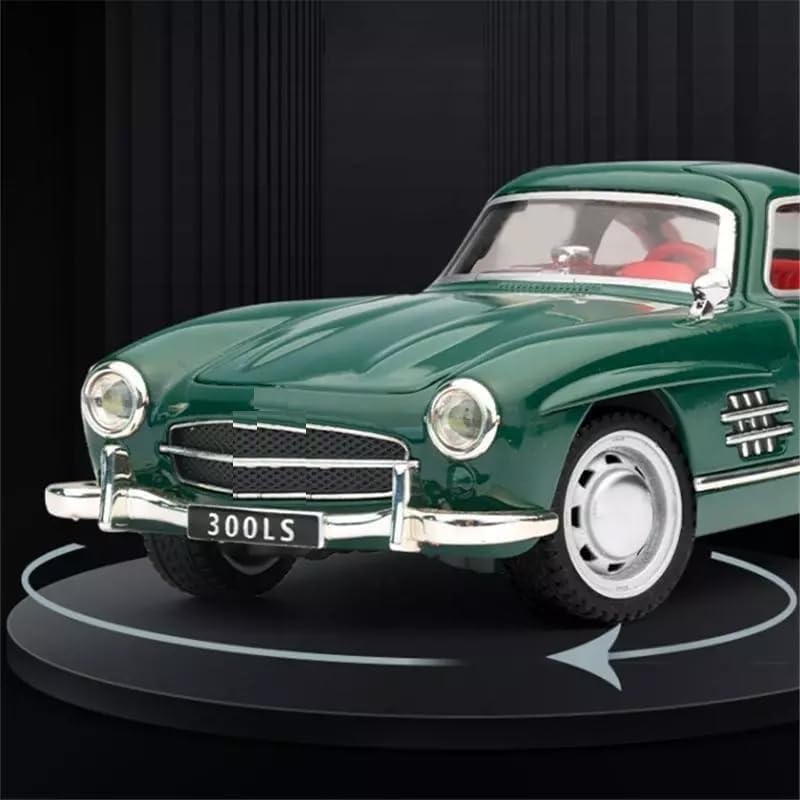 Image of BlackZone 1 /24 Scale Toy Car with Sound and Light Function Compatible for 1955 Marcedes 300 SL Vintage Model Children's Toy Model Car with Pullback Function, Collector's Quality (1 /24 RED)