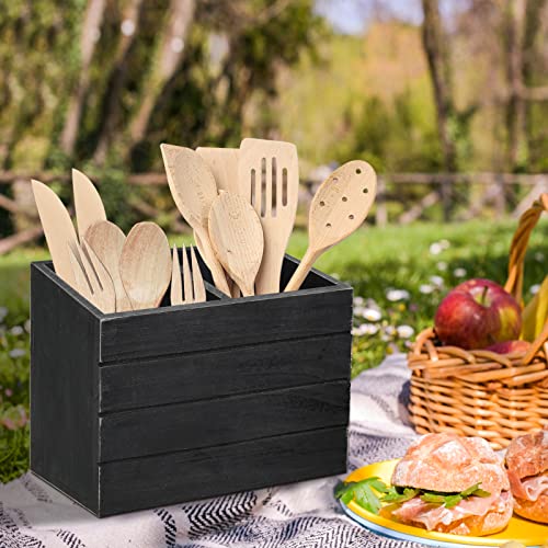 Utensil-Caddy-Cutlery-Organizer-Silverware-Holder-Kitchen-Cooking-Utensil-Crock-Holder-for-CountertopLarge-Utensil-Flatware-Organizer-Storage-Box-with-2-CompartmentsUtensil-Crock-Organizer-Counter