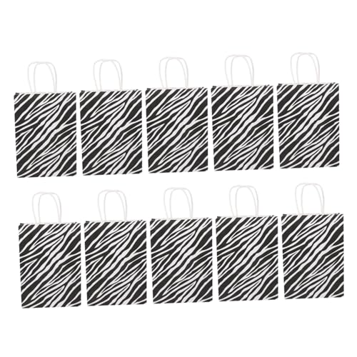 HAMPPLIES 10個 斑馬柄 バッグ 小型紙袋 ハンドル付き プレゼント包装用 手提げトートバッグ パーティー用贈答袋 おしゃれでかわいい紙袋