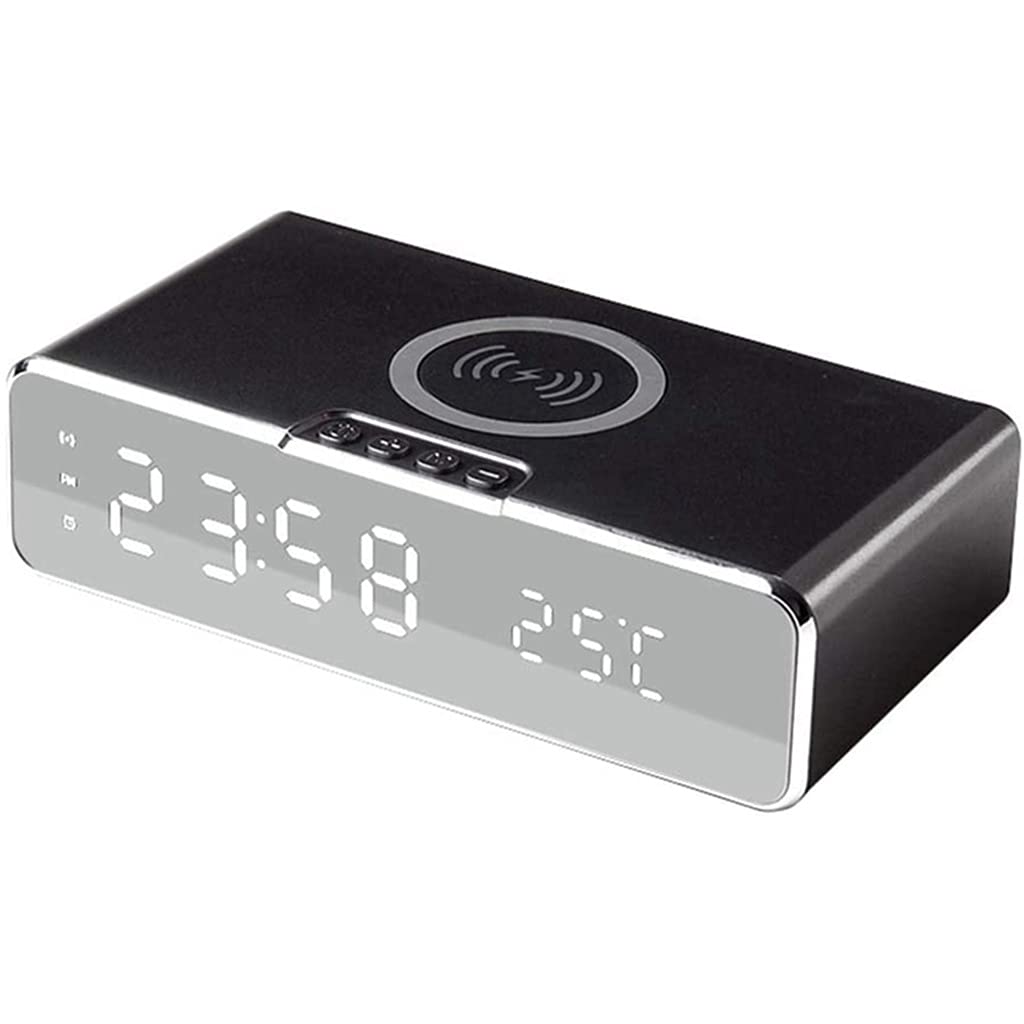 Hrwly Svart Digital Alarm Clock With Charging, Charger Day Date Temperature Adjustable Brightness(Svart)