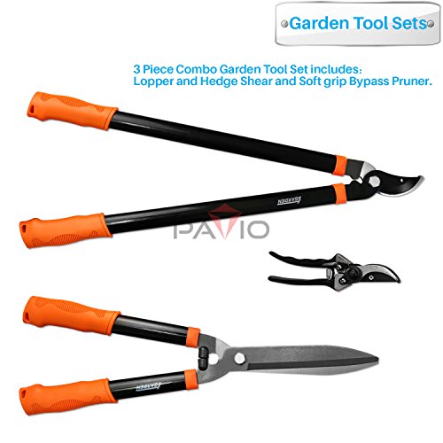 Patio Paradise iGarden 3 Piece Tree and Shrub Lopper-Shears-Purner Set, Garden Tool Set