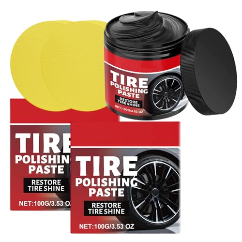 UIUSEA Car Tire Shine with Sponge Wheel Shine Tire Polishing Paste for Cars Trucks Motorcycles RVs & Mor (2PCS)