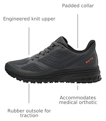 Joomra Whitin Men's Supportive Running Shoes Cushioned Athletic Sneakers | Durable Rubber Outsole, Lace-up fit, Removable Insole, Reliable Traction for Jogging, Walking, Gym, Workouts, Training