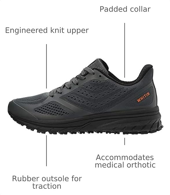 Joomra Whitin Men's Supportive Running Shoes Cushioned Athletic Sneakers | Durable Rubber Outsole, Lace-up fit, Removable Insole, Reliable Traction for Jogging, Walking, Gym, Workouts, Training