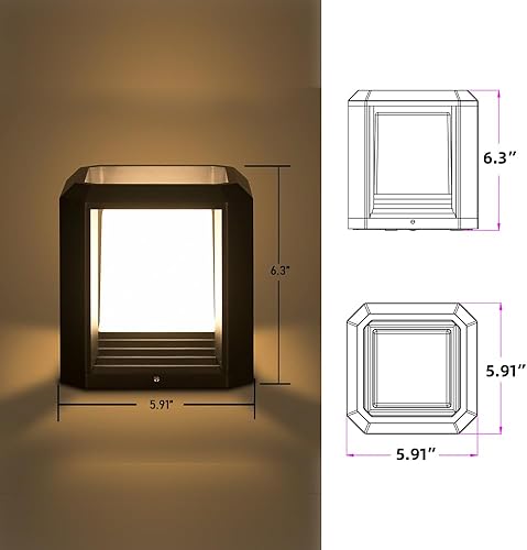 Miniatura 5 de Luces de poste para exteriores, se adapta a 5.91 x 5.91 x 6.34 pulgadas, valla de madera para patio, jardín, farol LED impermeable de 13 W, 3000 K,