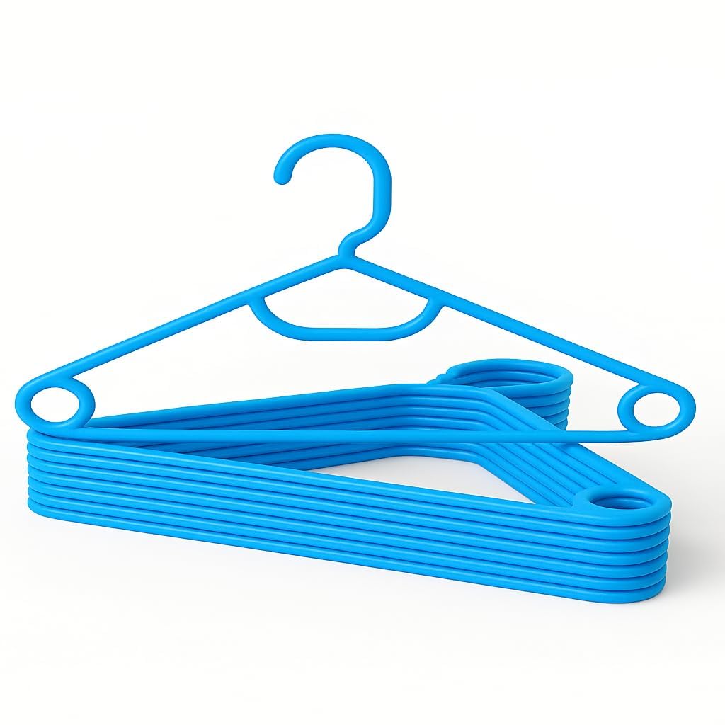 PulGos 10 Pack 2 in 1 Clothes Hangers for Hanging Cloths - Plastic Cloth Hanger, Multi-Purpose Hangers for Wardrobe, Almirah, Closet Space Saving Hanger for Shirt, Dresses, Red