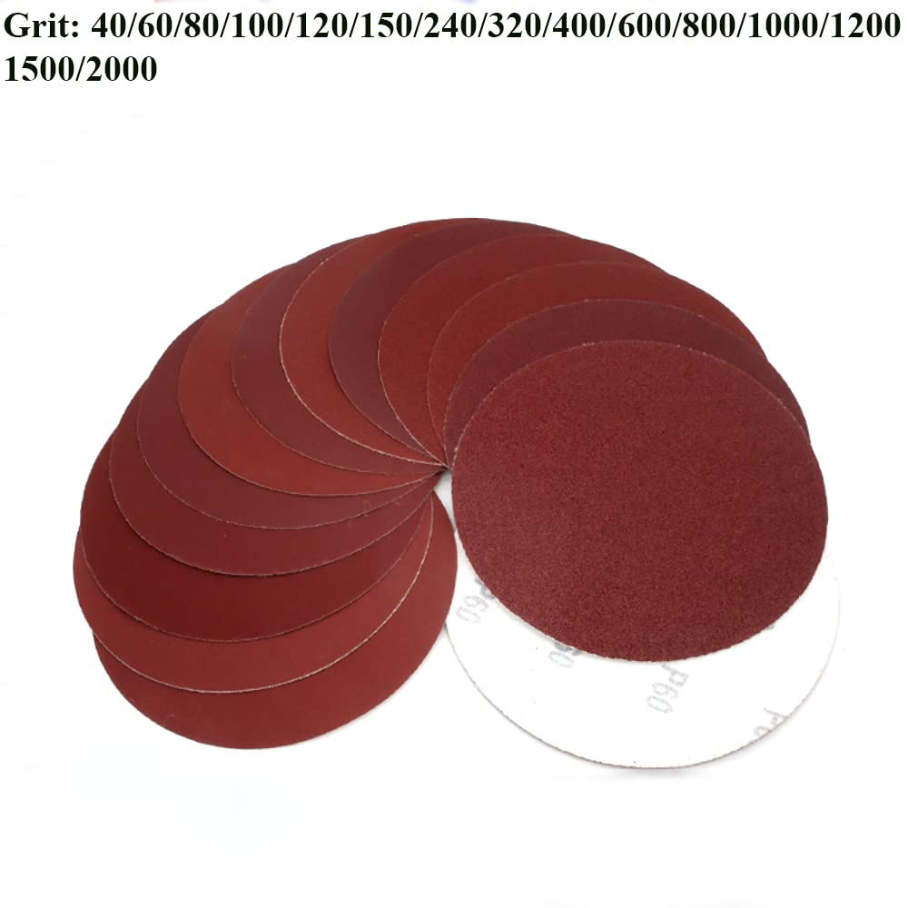 Discos de lijado de 150 mm Lijadora de discos de lija con gancho y bucle de 6 pulgadas Almohadillas de pulido abrasivas Grano 40-2000 para pintura de metal de madera Auto, 40,50PCS