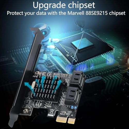 Tarjeta controladora SATA pcie Marvell de 4 puertos 6Gbps RAID para disco duro SSD de PC 6
