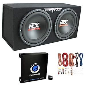 MTX TNP212D2 12″ 1200 Watt 4 Ohm Dual Loaded Car Audio Subwoofer Package with Sub Enclosure, Planet 1500W Monoblock A/B Amplifier & 8 Gauge Wiring Kit