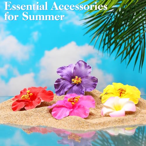10 pinzas de pelo con flores hawaianas plumeria miniatura 7