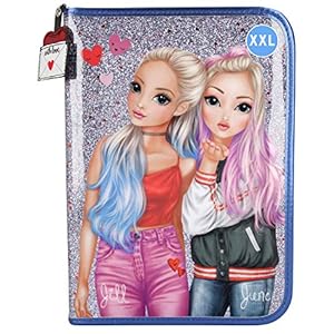 Depesche 10938 TOPModel – XXL etui in Love Letters design, extra grote blauwe etui gevuld met pennen, puntenslijper, gum…