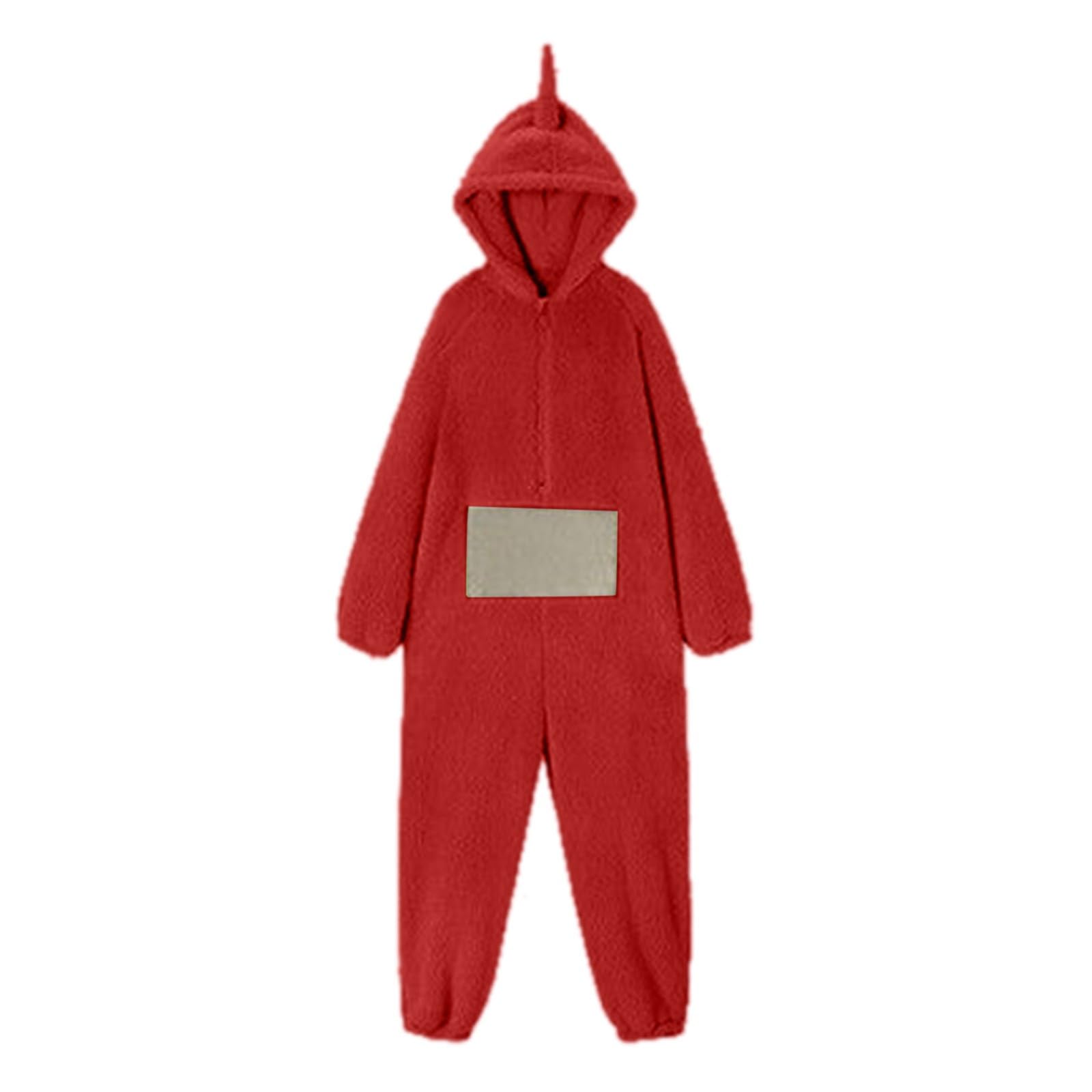 Disfraz de Teletubbies para adultos, pijama largo de una pieza para mujer, unisex, estilo animal, cosplay, ropa para casa de forro polar con capucha, ideal para fiestas y como ropa de noche