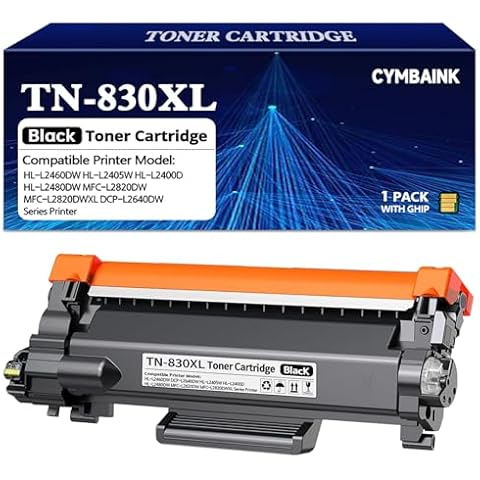 CYMBAINK TN830XL with Chip Replacement for TN830XL Toner Cartridge Compatible with HL-L2460DW DCP-L2640DW HL-L2405W HL-L2400D HL-L2480DW MFC-L2820DW MFC-L2820DWXL Series Printer （1PACK） Cover