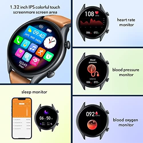 Smart Watch Men Fitness Tracker - 1.32" Full Touch Screen Smartwatch for Mens Activity Trackers with IP68 Waterproof Blood Pressure Heart Rate Sleep Monitor Step Sports Watches Compatible Android IOS