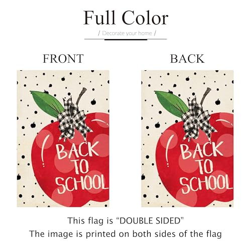 Drapeau double face à pois ORTIGIA Welcome Back to School rustique 71x101 cm