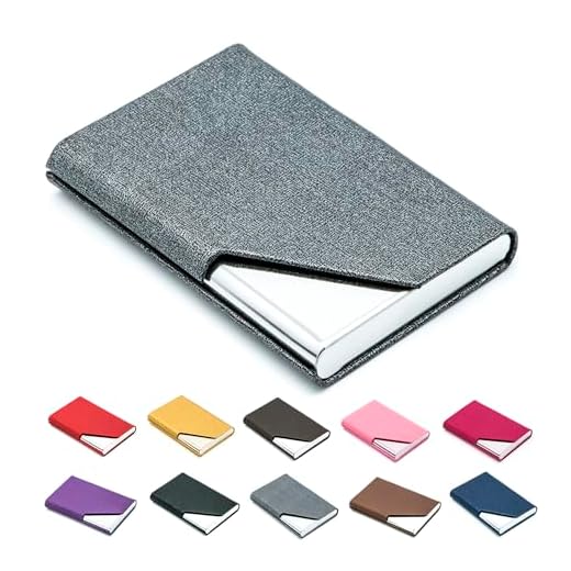 Padike Business Name Card Holder Luxury PU Leather & Stainless Steel Multi Card Case,Business Name Card Holder Wallet Credit Card ID Case/Holder for Men & Women - Keep Your Business Cards Clean (Gray)