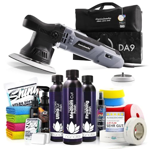 Poliermaschinen Set: chemicalworkz DA9 Exzenter Poliermaschine + Nanolex Politur Set