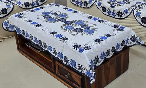 Image of Fab Nation Sofa Cover L Shape 7 Seater with Corner L Type Fully Covered Sofa Set for Living Room | Cotton Sofa Slipcovers for 4 + 3 Seaters Cover with 2 Arms + 1 Table Cover | Blue