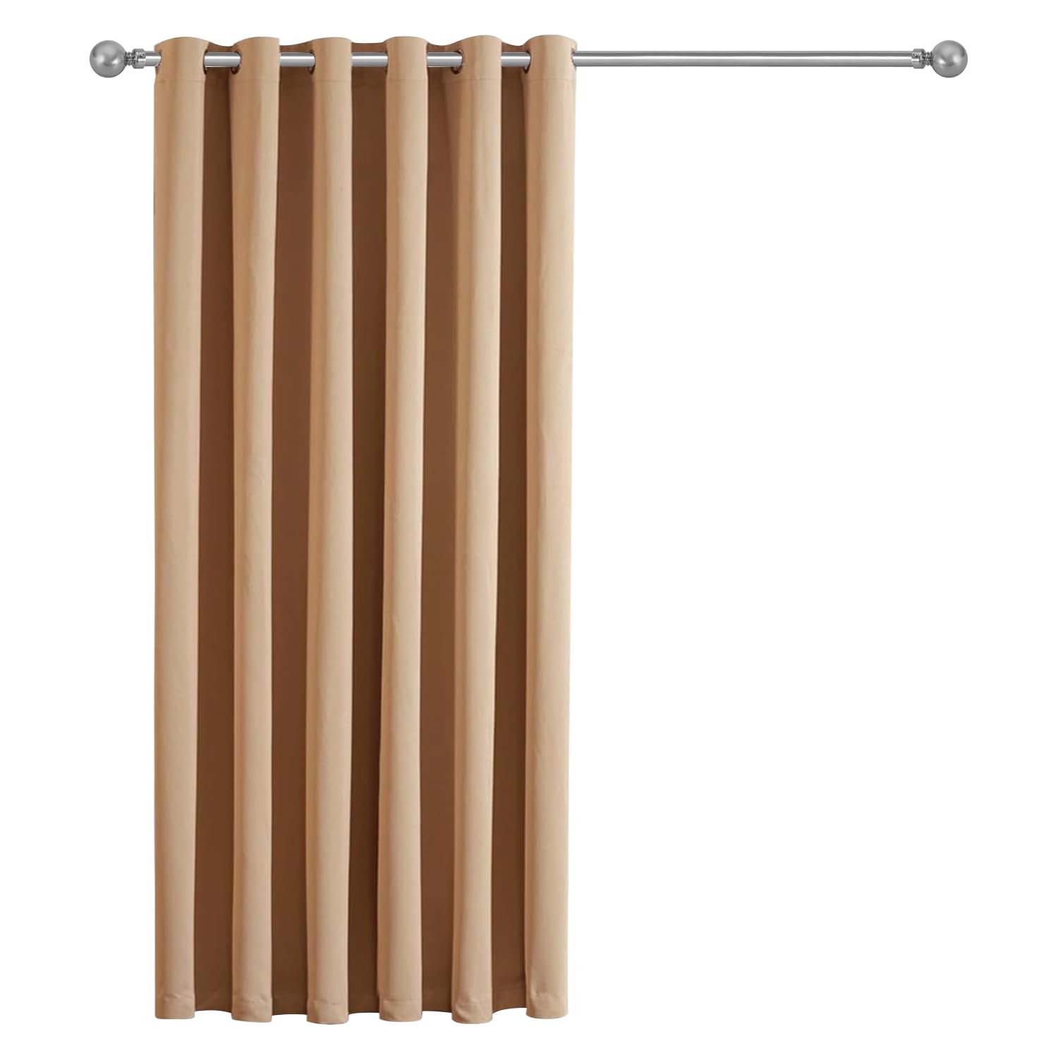 Imperial Rooms Eyelet Blackout Curtains for Living Room 66x84 Inch Beige Curtains for Bedroom Energy Saving Door Curtain One Panel with Tieback
