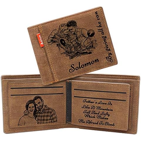 Aolun Photo Wallets for Men,Custom Engraved Wallet,Personalised Wallet for Fathers Day Cover