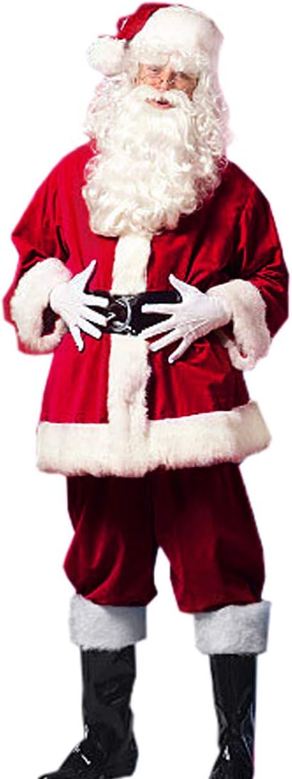 Christmas Santa Claus Costume Set Men's Santa Costume Deluxe Santa Suits (Onesize, Big Sales)