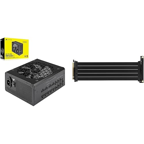 CORSAIR RM1200x Shift Fully Modular ATX Power Supply + CORSAIR Premium PCIe 4.0 x16 Extension Cable 300mm - Black