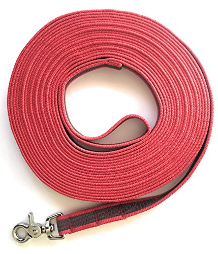 DOGS and MORE - Gummierte Schleppleine MIT oder OHNE Handschlaufe = 5 ODER Meter in Rot (10 Meter MIT Handschlaufe)